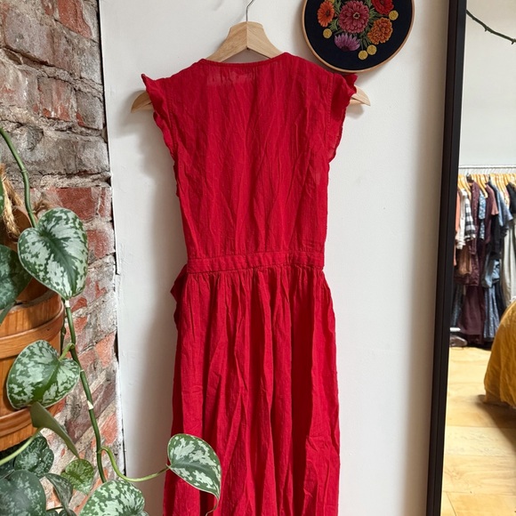 & Other Stories | Red Swiss Dot Crepe Wrap Dress | Size 2 - Picture 3 of 15